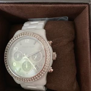 Michael Kors ceramic watch with crystal bezel.